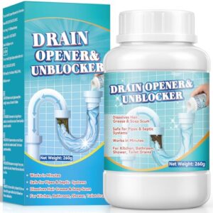 Extra starker Abflussreiniger, Profi Rohrreiniger für Küche, WC, Dusche und Außenleitungen, Schnell wirkendes Rohrreiniger Pulver für freie Abflüsse, entfernt Haare (260G)