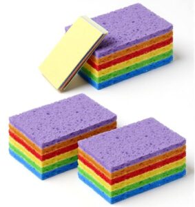 18 Stück Küchenschwamm Set, komprimierte Putzschwamm, Bunte Schwämme Küche für Geschirr, Töpfe und Haushalt