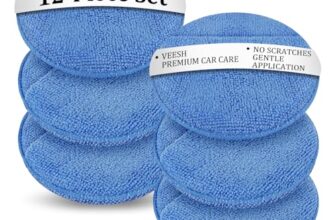 vsshe 12 Stück Mikrofaser Wachs Applikatorpads, Auto Handpolierschwamm, Polierschwamm, Autopolitur Schwamm, Profi Wax Applikator Pad mit Fingertasche für Autos, LKW, Boot, Reinigung und Feinpolieren