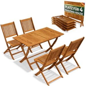 CASARIA® Gartenmöbel Set, klappbar, Wetterfest FSC®-Zertifiziert 4-Personen