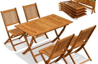 CASARIA® Gartenmöbel Set, klappbar, Wetterfest FSC®-Zertifiziert 4-Personen