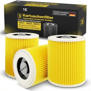 3 Rundfilter für Kärcher WD1, WD2, WD3, MV2, MV3 Nass-Trockensauger