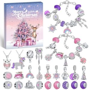 Hymarvo Adventskalender 2026 Kinder Mädchen, Weihnachtskalender Schmuck Basteln Armbänder Halsketten, 24 Füllung Adventskalender Schmuck Weihnachten Geschenke Mädchen 6 7 8 9 10 11 12 13 Jahre