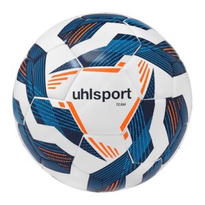 uhlsport Fußball Team-Fußbälle – langlebige Trainingsbälle für das Mannschaftstraining – Fußball für Kinder und Erwachene, Größe 3, Größe 4 und Größe 5, weiß/Marine/Fluo orange