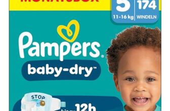 Pampers Baby-Dry Größe 5, 174 Windeln, 11kg-16kg, Bis zu 100% Auslaufschutz & Komfort die ganze Nacht