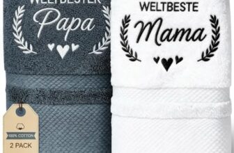 Mama und Papa Geschenk 2-teiliges Bestickt Handtuch Set aus 100% Baumwolle