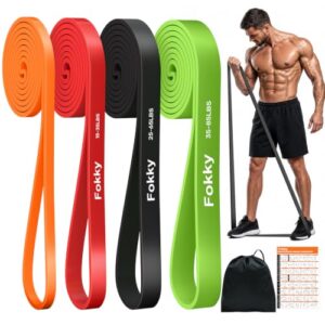 Fokky Fitnessbänder Widerstandsbänder mit 4 Stufen, Resistance Bands Set, Trainingsbänder mit Übungsanleitung,Tragebeutel für Krafttraining,Stretching,Muskelaufbau,Cross-Fitness