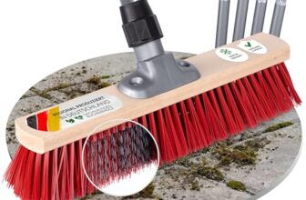 ORGAFLIX Straßenbesen mit Stiel 40 cm, Gartenbesen mit Elaston Borsten und Drahtborsten, entfernt Kies, Erde und Schmutz mühelos, extra stabil und langlebig, Deutsche Herstellung, Stiel aus Italien