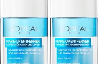 L’Oréal Paris Make-Up Entferner, Gesichtsreinigung speziell für langanhaltendes und wasserfestes Augen- und Lippen Make-up, Für empfindliche Augen geeignet, 1 x 125ml (Packung mit 2)