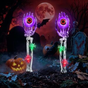 Halloween Deko Outdoor 6LED Leuchtende Skelett Hände Beleuchtung Lila Licht