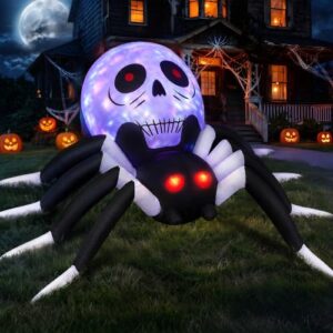 Halloween Aufblasbar Deko Outdoor – 2,44M Halloween Spinne mit LED-Lichtern
