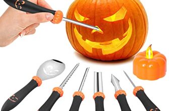 Halloween Kürbis Schnitzset, 6 Stück Kürbis Schnitzen Set Edelstahl Schnitzwerkzeug Kürbis für Kinder Halloween Dekoration DIY Pumpkin Carving Premium Edelstahlwerkzeug