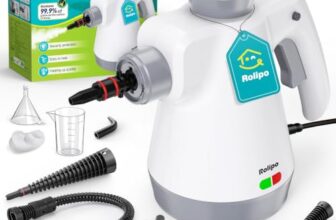 Rolipo Dampfreiniger Handgerät mit 12-Teiligem Zubehör, 1050W Steam Cleaner für Haushalt, Küche, Bad, Fenster, Polster & Auto–100% Chemiefrei, Hochdruck-Dampf gegen Schmutz Fett & Bakterien