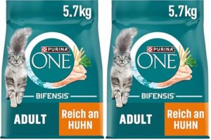 PURINA ONE BIFENSIS Adult Katzenfutter trocken, reich an Huhn, 2er Pack (1 x 5,7kg)