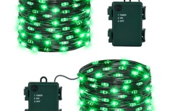 Isisyu 2 Stück Halloween Lichterkette Batterie, 5M 50 LED Grün Micro Lichterkette Batteriebetrieben mit Timer, IP65 Wasserdicht Halloween Deko Outdoor für Kamin, Baum, Zimmer, Garten, Weihnachten