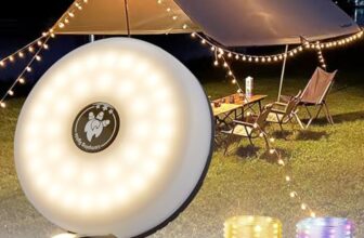Camping Lichterkette Aufrollbar, 4-in-1 Tragbare Wiederaufladbare LED Lichterkette mit 8 Beleuchtungsmodi, Schnelle Lagerung,USB-Aufladung,10M Wasserdichte Zeltleuchten für Wandern Weihnachten,Schwarz