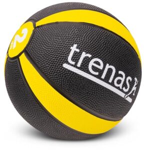 trenas – Professioneller Gummimedizinball, Medizinball PRO 2 kg, rutschfest, robust & langlebig – Für Functional Training, Kraft, Koordination, Training, Fitness & Reha, Schwarz-Gelb