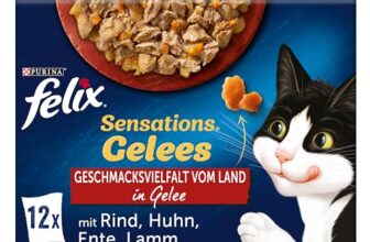 PURINA FELIX Sensations Gelees Geschmacksvielfalt vom Land Katzennassfutter, Portionsbeutel, 6x12x85g