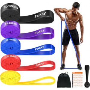 Fokky Fitnessbänder Resistance Bands Set 5 Stufen mit Türanker&Tragebeutel