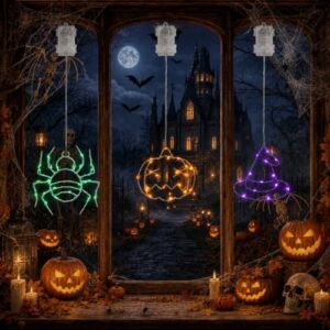Halloween Deko 3 Set Leuchtende Halloween Lichterkette mit Timer & 8 Modi
