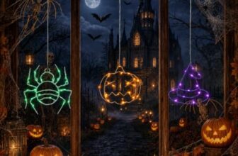 Halloween Deko 3 Set Leuchtende Halloween Lichterkette mit Timer & 8 Modi