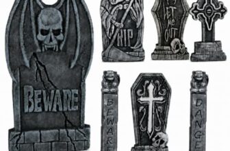 7 Stück Halloween Grabstein Deko 82/42 cm mit Erdspießen für Garten & Rasen