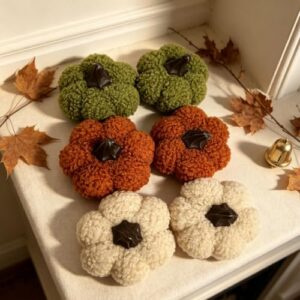 KDSya Herbst Dekorative Stoff Kürbis Set 6 Stück Weiche Plüsch Kürbisse für Herbstdeko, Thanksgiving, Halloween Tischdekoration und herbstliche Geschenke. (Teddyplüsch(6pcs))