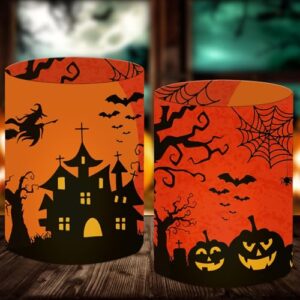 12 Windlicht Tischdeko Halloween Deko Kinder, Gruselige Windlicht zum Halloween Geburtstag Deko Party Dekoration Innen Draußen, Geeignet für Teelichter oder Kerzen