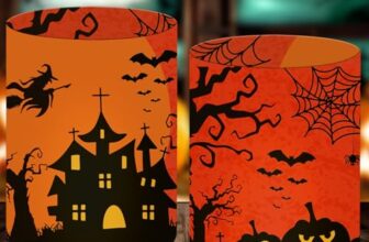 12 Windlicht Tischdeko Halloween Deko Kinder, Gruselige Windlicht zum Halloween Geburtstag Deko Party Dekoration Innen Draußen, Geeignet für Teelichter oder Kerzen