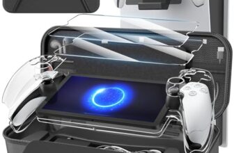 daydayup 14-in-1-Zubehörset kompatibel mit Playstation Portal Remote Player, Tragetasche und Kleiderbügelhalter mit 2 Displayschutzfolien und 4 Daumengriffen, Zubehörpaket für PS Portal