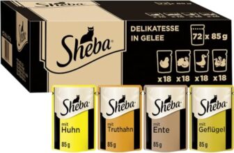 SHEBA Katzenfutter nass – 72x85g Portionsbeutel – Geflügel Variation in Gelee – Nassfutter für Katzen – 1 Großpackung