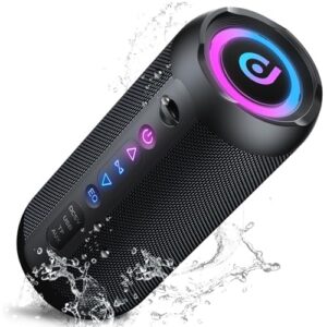 Bluetooth Lautsprecher mit Licht, 25W Musikbox Tragbarer Bluetooth Box mit IPX7 wasserdicht, Dualen Bass-Treibern, 24 Sth Akku, RGB Lichter, TWS Kopplung，AUX, TF Karte, Geeignet Outdoor/Party/Reisen