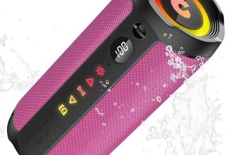 coioc Bluetooth Lautsprecher mit Licht, Bluetooth 5.4 Musikbox,25W Dual Lautsprecher, LED Anzeige & 25 Std Akku,Dualen Bass-Treibern, IPX7 wasserdicht,TWS Paarung, AUX,TF Karte,Geeignet Outdoor/Party
