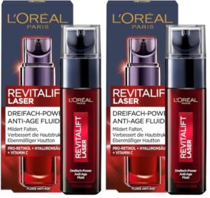 L’Oréal Paris Serum, Revitalift Laser X3, Anti-Aging Gesichtspflege mit 3-fach Wirkung, Mit Hyaluronsäure, 30 ml (Packung mit 2)