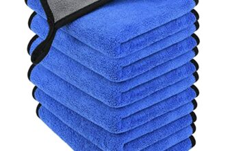 URAQT Microfasertücher Auto, 6 PCS 500GSM Mikrofasertüch Multifunktionales Motorrad Fusselfreie Handtuch,Reinigungstuch Microfasertuch für Auto Haushalt Küche Fenster – 30x40CM