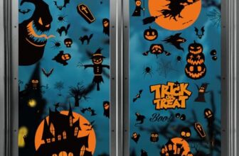 SLWOO Halloween Deko – 98 Stück Halloween Fensterbilder Selbstklebend, Kürbis Spinnennetz Fledermaus Fenstersticker, Horror Skelett Geister Fensterdeko Aufkleber für Zimmer Spukhaus Party Dekorations