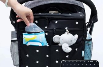 Orzbow XL Buggy Organizer Taschen,22 L Großer Kinderwagen Windel Organizer mit Getränkehaltern, Schulterriemen,2 Haken und Tragbare Wickelunterlage für Unterwegs Handtasche & Schultertaschen (Schwarz)