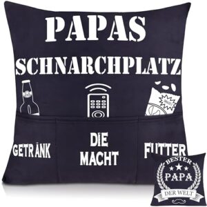 Shoppawhile Papa Geschenk Geburtstag Vatertag Bester Papa der Welt Kissenbezug 45 * 45cm Geschenke für Papa Weihnachten Vatertagsgeschenk Ideen Doppelseitige Zierkissenbezüge mit 3 Taschen