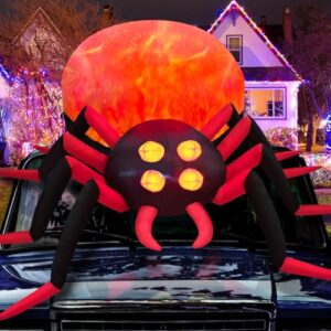 Danxilu 2,44M Aufblasbare Halloween Spinne mit Rotierendem LED Flammenlicht