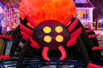 Danxilu 2,44M Aufblasbare Halloween Spinne mit Rotierendem LED Flammenlicht
