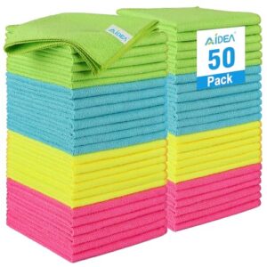 AIDEA Microfasertücher Mikrofasertücher 50 Stück, Mikrofaser Putzlappen Küch Reinigungstücher Geschirrtücher für Haus, Auto, Motorrad, Fenster, 30 x 30 cm