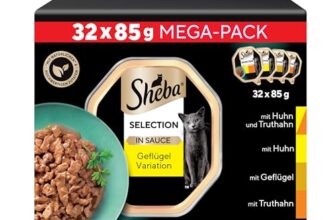 SHEBA Adult Katzenfutter nass – 32x85g Schalen – Geflügel Variation in Sauce – Nassfutter für Katzen – 1 Großpackung