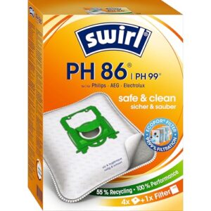 Swirl PH 86 / PH 99 EcoPor Staubsaugerbeutel 4 Staubbeutel + 1 Filter Staubsaugerbeutel, Siehe Bild und Beschreibung
