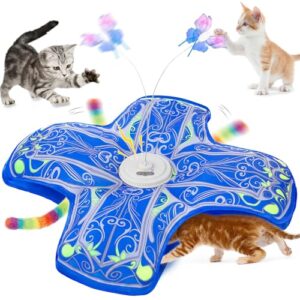 Qraxond Interaktives Katzenspielzeug für Wohnungskatzen, [Neu aufgewertet] Wiederaufladbar, berührungsaktiviertes Versteckspiel-Katzenspielzeug mit flatterndem Spielzeug