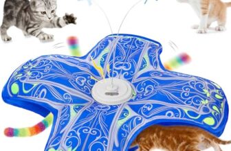 Qraxond Interaktives Katzenspielzeug für Wohnungskatzen, [Neu aufgewertet] Wiederaufladbar, berührungsaktiviertes Versteckspiel-Katzenspielzeug mit flatterndem Spielzeug