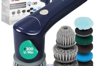 Clatronic elektrische Reinigungsbürste mit Akku | 8 Aufsätze | bis zu 90 min. Betriebsdauer | Putzbürste elektrisch für Bad Küche Sneaker Auto Grill | Reinigungsbürste elektrisch | ERB 3815 A