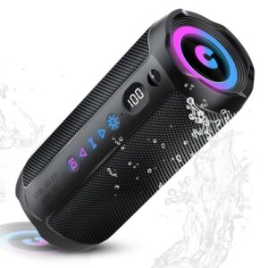 coioc Bluetooth Lautsprecher mit Licht, Bluetooth 5.4 Musikbox,25W Dual Lautsprecher, LED Anzeige & 25 Std Akku,Dualen Bass-Treibern, IPX7 wasserdicht,TWS Paarung, AUX,TF Karte,Geeignet Outdoor/Party