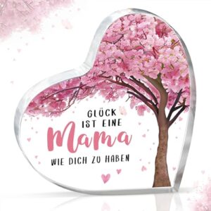 Gleevara Mama Geburtstagsgeschenk, Mama Geschenk, Herzförmige Acryldeko
