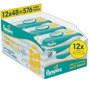 Pampers Aqua Soft Touch Baby-Feuchttücher Summer Edition, 12×48 (576 Stück)