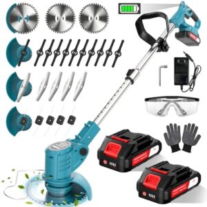 X-cotec Rasentrimmer mit Akku Mit 2 Akku & 4 Klingentypen, Blau